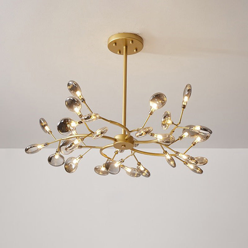 Metal Swirling Branch Chandelier Pendant Light Simplistic LED Hanging Light for Dining Room 30 Smoke Gray Clearhalo 'Ceiling Lights' 'Chandeliers' 'Clear' 'Industrial' 'Modern Chandeliers' 'Modern' 'Tiffany' 'Traditional Chandeliers' Lighting' 2205787