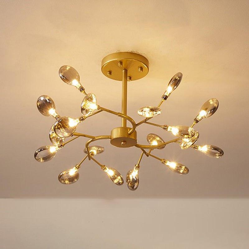 Metal Swirling Branch Chandelier Pendant Light Simplistic LED Hanging Light for Dining Room 18 Smoke Gray Clearhalo 'Ceiling Lights' 'Chandeliers' 'Clear' 'Industrial' 'Modern Chandeliers' 'Modern' 'Tiffany' 'Traditional Chandeliers' Lighting' 2205788