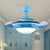 Blue Fan Design Semi Flush Light Cartoon Style LED Acrylic Ceiling Mounted Lamp with Frosted Glass Shade Blue Clearhalo 'Ceiling Fans with Lights' 'Ceiling Fans' 'Kids Ceiling Fans' 'Kids' Lighting' 220579