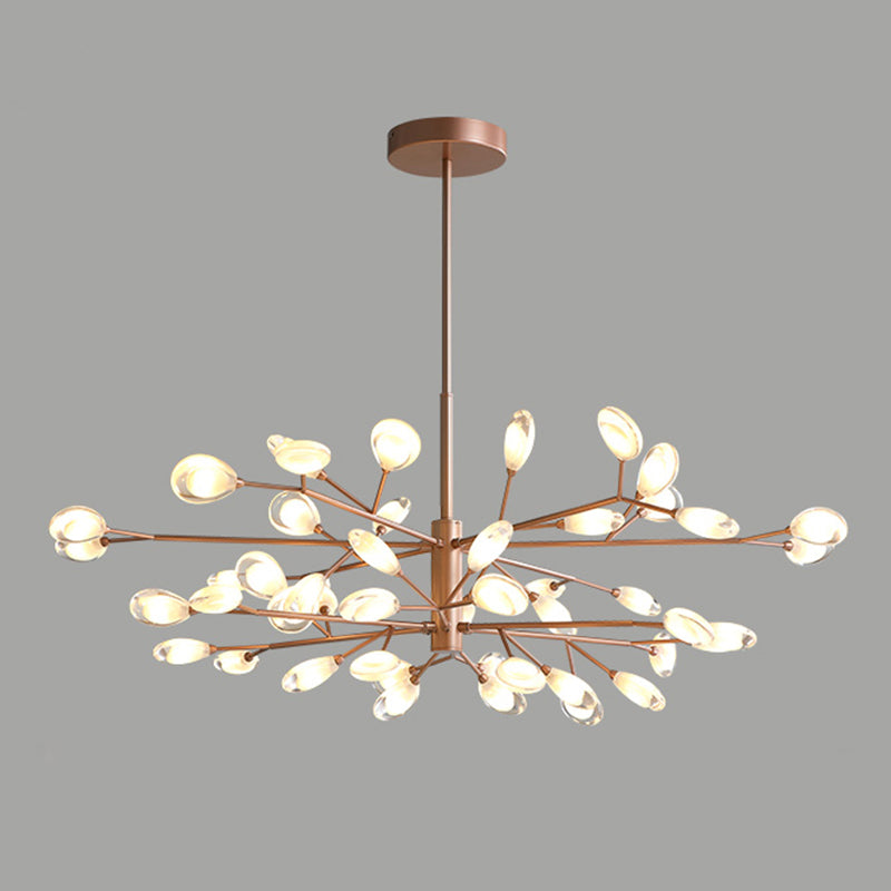 Sputnik Firefly Living Room LED Ceiling Lighting Acrylic Postmodern Chandelier Light Fixture 48 Rose Gold Clearhalo 'Ceiling Lights' 'Chandeliers' 'Modern Chandeliers' 'Modern' Lighting' 2205802