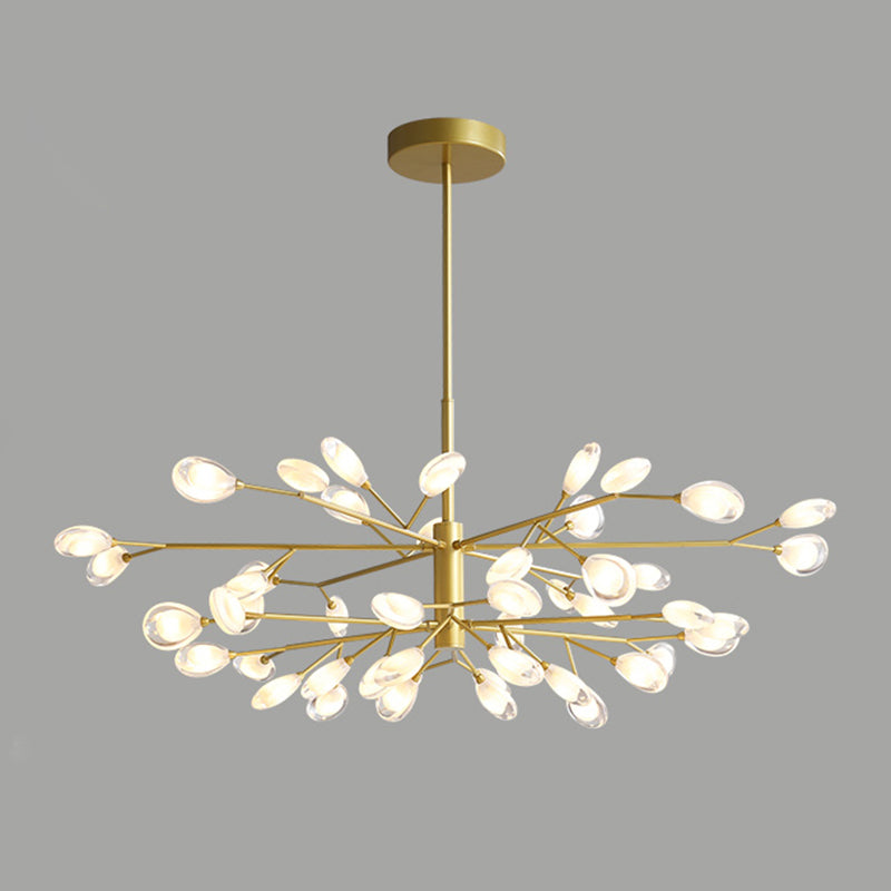 Sputnik Firefly Living Room LED Ceiling Lighting Acrylic Postmodern Chandelier Light Fixture 48 Gold Clearhalo 'Ceiling Lights' 'Chandeliers' 'Modern Chandeliers' 'Modern' Lighting' 2205803