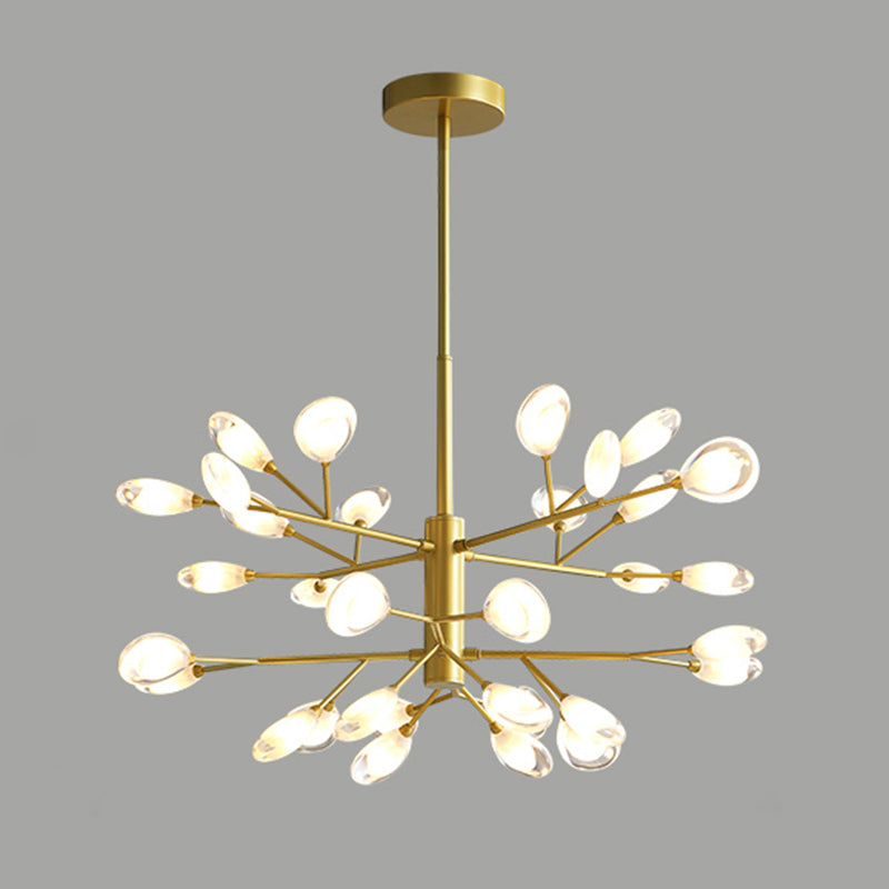 Sputnik Firefly Living Room LED Ceiling Lighting Acrylic Postmodern Chandelier Light Fixture 32 Gold Clearhalo 'Ceiling Lights' 'Chandeliers' 'Modern Chandeliers' 'Modern' Lighting' 2205813