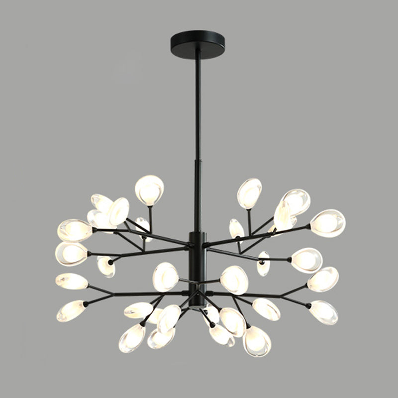 Sputnik Firefly Living Room LED Ceiling Lighting Acrylic Postmodern Chandelier Light Fixture 32 Black Clearhalo 'Ceiling Lights' 'Chandeliers' 'Modern Chandeliers' 'Modern' Lighting' 2205814