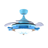 Blue Fan Design Semi Flush Light Cartoon Style LED Acrylic Ceiling Mounted Lamp with Frosted Glass Shade Clearhalo 'Ceiling Fans with Lights' 'Ceiling Fans' 'Kids Ceiling Fans' 'Kids' Lighting' 220582