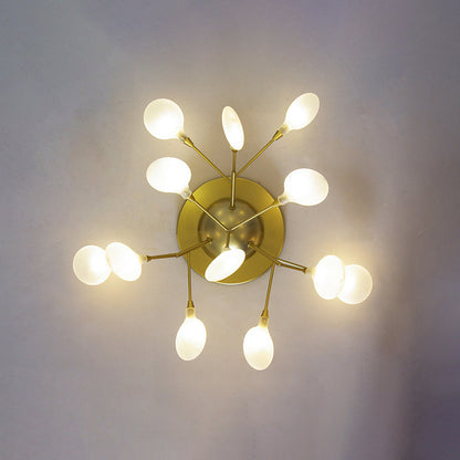 Tree Branch Living Room LED Semi Flush Metallic Postmodern Ceiling Mount Chandelier 12 Gold Clearhalo 'Ceiling Lights' 'Close To Ceiling Lights' 'Close to ceiling' 'Semi-flushmount' Lighting' 2205836