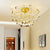 Branch LED Semi Flush Mount Simplistic Metallic Living Room Close To Ceiling Chandelier in Gold Gold A Clearhalo 'Ceiling Lights' 'Close To Ceiling Lights' 'Close to ceiling' 'Semi-flushmount' Lighting' 2205840