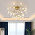 Simplicity Branched Flush Mount Light Metallic Bedroom Semi LED Flush Chandelier with Bubble Ball Shade Gold Clearhalo 'Ceiling Lights' 'Close To Ceiling Lights' 'Close to ceiling' 'Semi-flushmount' Lighting' 2205846
