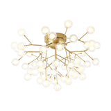 Simplicity Branched Flush Mount Light Metallic Bedroom Semi LED Flush Chandelier with Bubble Ball Shade Clearhalo 'Ceiling Lights' 'Close To Ceiling Lights' 'Close to ceiling' 'Semi-flushmount' Lighting' 2205848