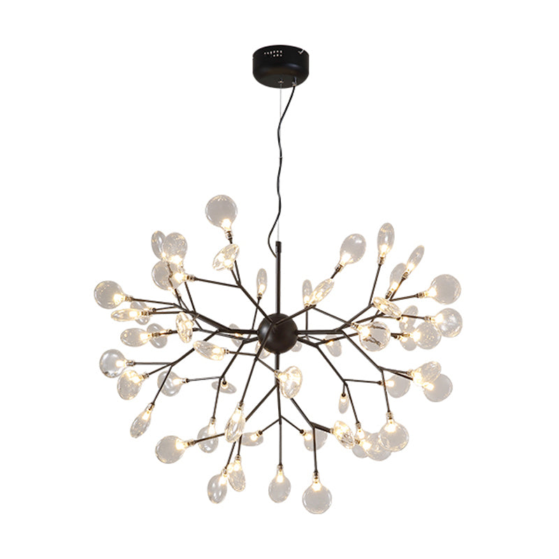 Nordic Style Sputnik Firefly LED Suspension Light Glass Living Room Chandelier Light 63 Black Clearhalo 'Ceiling Lights' 'Chandeliers' 'Modern Chandeliers' 'Modern' Lighting' 2205882