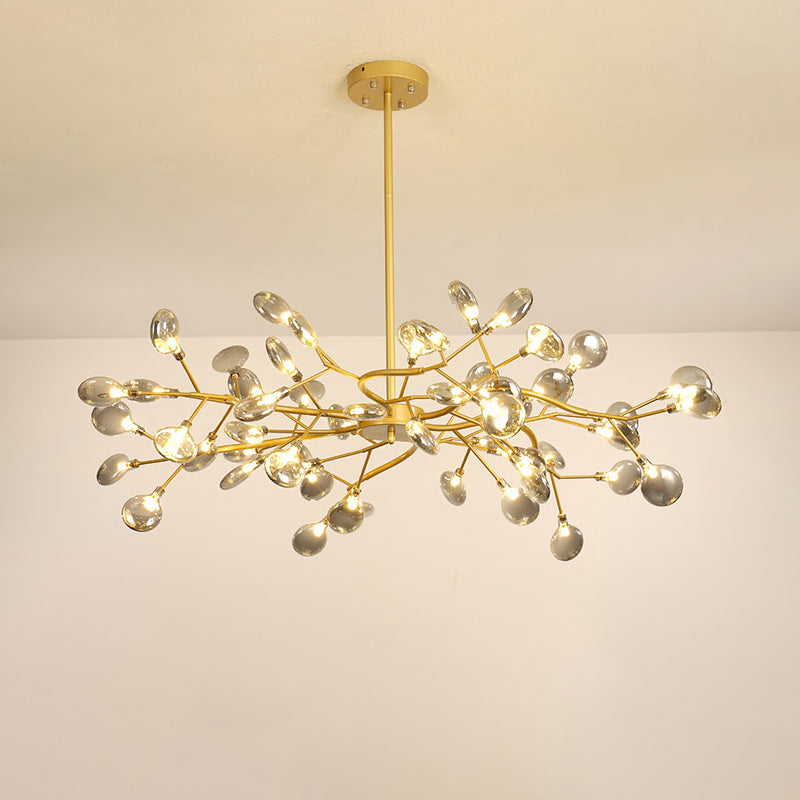 Firefly Shade Living Room Chandelier Light Acrylic Nordic LED Suspension Lighting in Gold 54 Gold D Clearhalo 'Ceiling Lights' 'Chandeliers' 'Modern Chandeliers' 'Modern' Lighting' 2205901