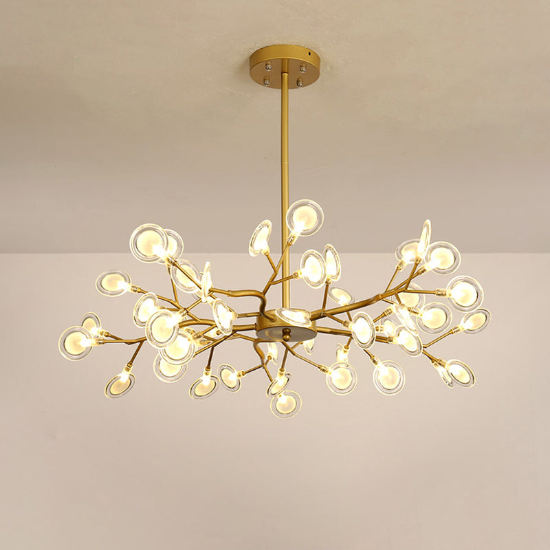 Firefly Shade Living Room Chandelier Light Acrylic Nordic LED Suspension Lighting in Gold 45 Gold B Clearhalo 'Ceiling Lights' 'Chandeliers' 'Modern Chandeliers' 'Modern' Lighting' 2205903