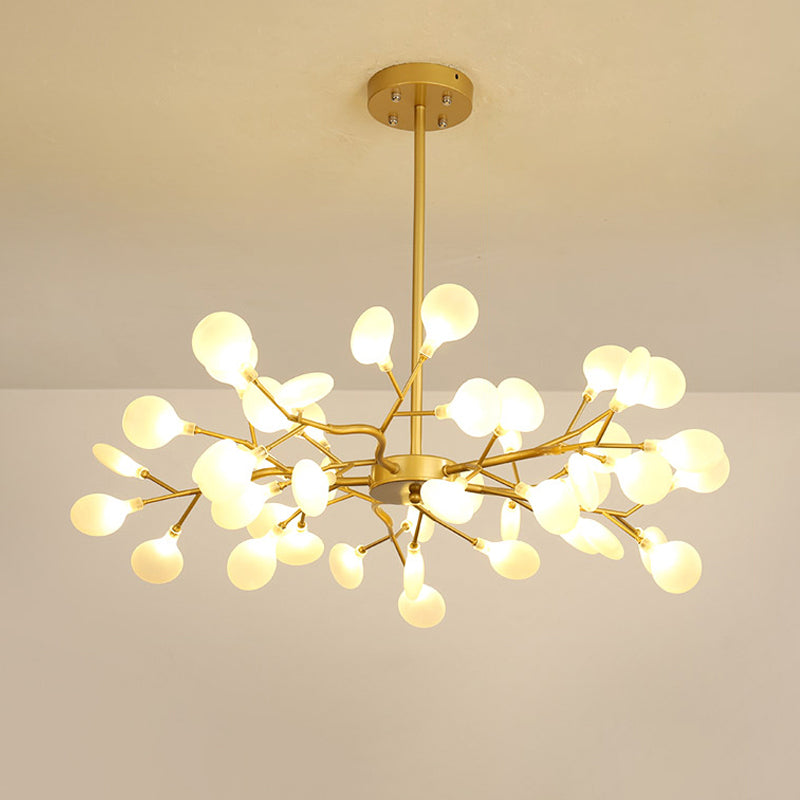 Firefly Shade Living Room Chandelier Light Acrylic Nordic LED Suspension Lighting in Gold 45 Gold A Clearhalo 'Ceiling Lights' 'Chandeliers' 'Modern Chandeliers' 'Modern' Lighting' 2205905