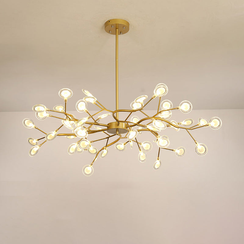 Firefly Shade Living Room Chandelier Light Acrylic Nordic LED Suspension Lighting in Gold 54 Gold B Clearhalo 'Ceiling Lights' 'Chandeliers' 'Modern Chandeliers' 'Modern' Lighting' 2205906