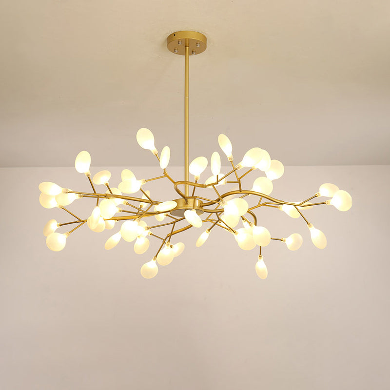 Firefly Shade Living Room Chandelier Light Acrylic Nordic LED Suspension Lighting in Gold 54 Gold A Clearhalo 'Ceiling Lights' 'Chandeliers' 'Modern Chandeliers' 'Modern' Lighting' 2205908