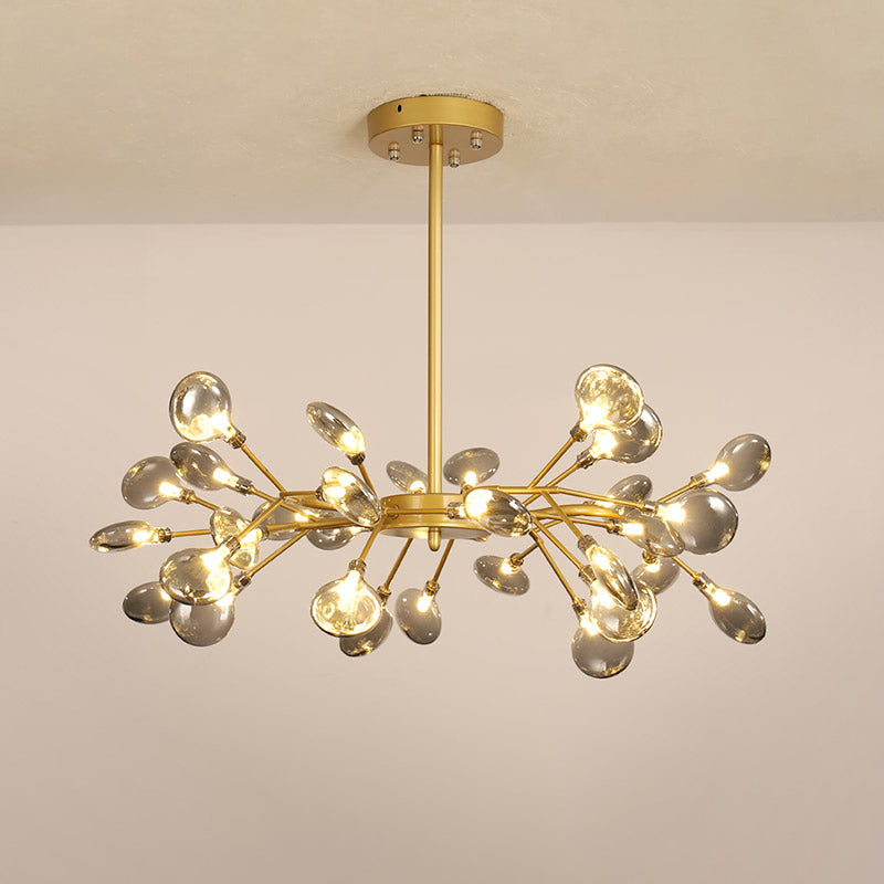 Firefly Shade Living Room Chandelier Light Acrylic Nordic LED Suspension Lighting in Gold 30 Gold D Clearhalo 'Ceiling Lights' 'Chandeliers' 'Modern Chandeliers' 'Modern' Lighting' 2205909