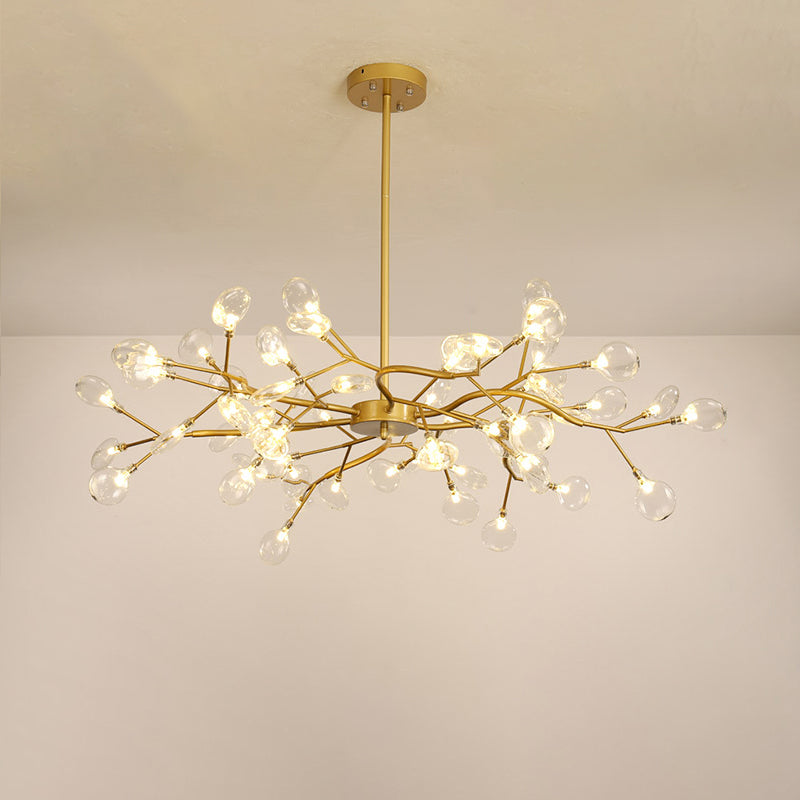 Firefly Shade Living Room Chandelier Light Acrylic Nordic LED Suspension Lighting in Gold 54 Gold C Clearhalo 'Ceiling Lights' 'Chandeliers' 'Modern Chandeliers' 'Modern' Lighting' 2205910