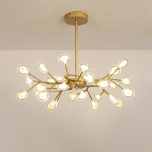 Firefly Shade Living Room Chandelier Light Acrylic Nordic LED Suspension Lighting in Gold 30 Gold B Clearhalo 'Ceiling Lights' 'Chandeliers' 'Modern Chandeliers' 'Modern' Lighting' 2205911