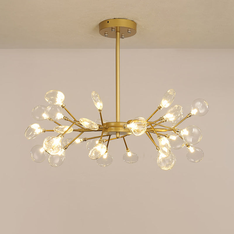 Firefly Shade Living Room Chandelier Light Acrylic Nordic LED Suspension Lighting in Gold 30 Gold C Clearhalo 'Ceiling Lights' 'Chandeliers' 'Modern Chandeliers' 'Modern' Lighting' 2205913
