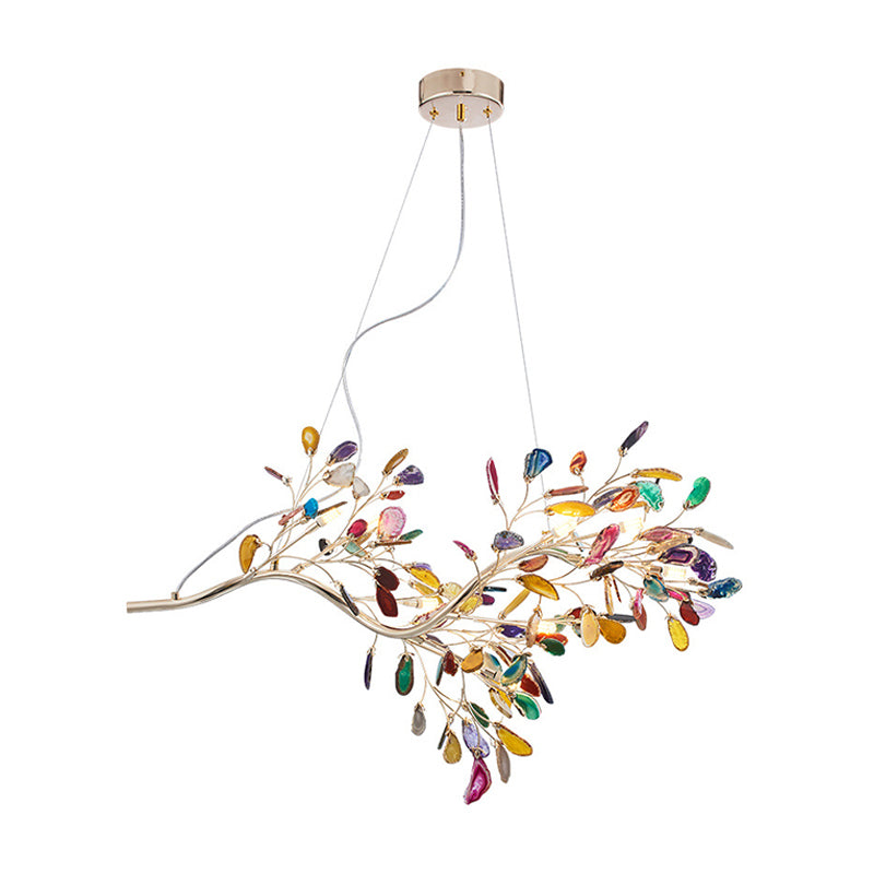 Nordic Firefly Chandelier Pendant Light Colorful Agate Living Room LED Hanging Light in Champagne Clearhalo 'Ceiling Lights' 'Chandeliers' 'Modern Chandeliers' 'Modern' Lighting' 2205921