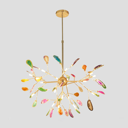 Colorful Agate Sputnik Firefly Chandelier Lighting Minimalist Gold LED Pendant Light 20 Gold Clearhalo 'Ceiling Lights' 'Chandeliers' 'Modern Chandeliers' 'Modern' Lighting' 2205926