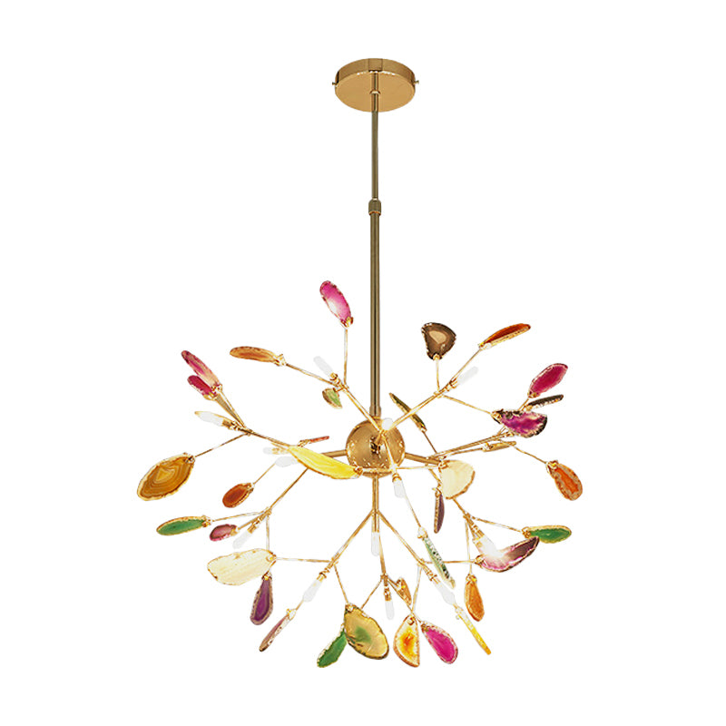 Colorful Agate Sputnik Firefly Chandelier Lighting Minimalist Gold LED Pendant Light Clearhalo 'Ceiling Lights' 'Chandeliers' 'Modern Chandeliers' 'Modern' Lighting' 2205928