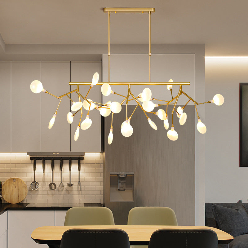 Firefly Dining Room LED Hanging Lamp Opal Glass Simplistic Island Chandelier Light Clearhalo 'Ceiling Lights' 'Island Lights' Lighting' 2205930