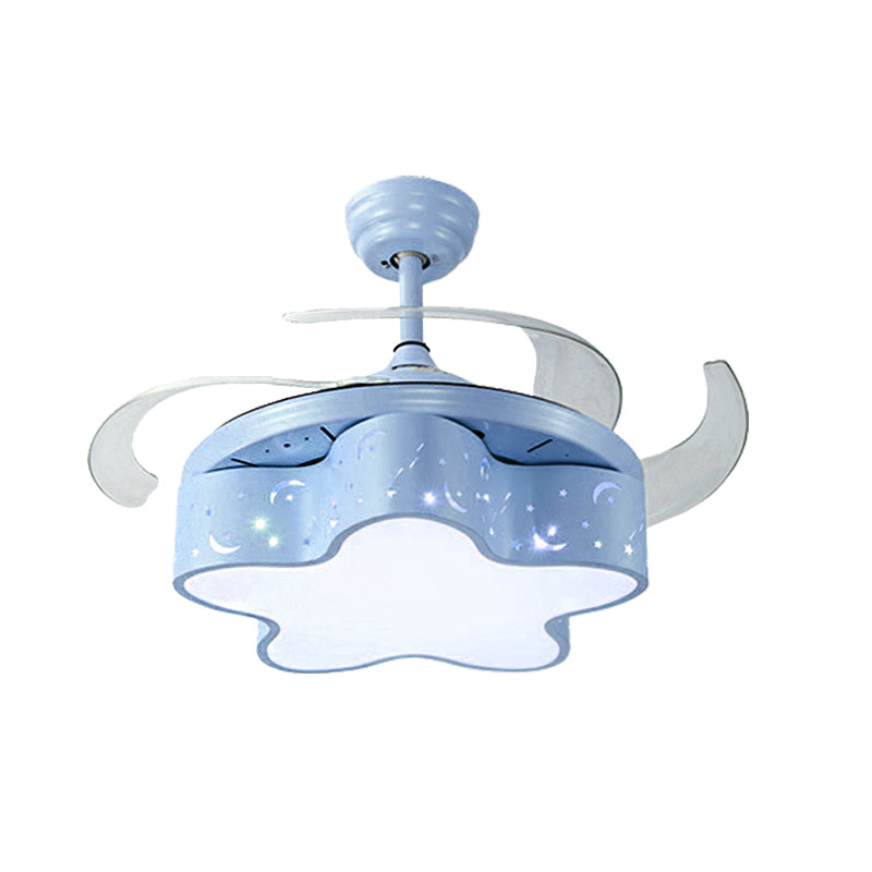 Blue/Pink Star Shaped Ceiling Fan Light Nordic Stylish LED Acrylic Semi Flush Mount Light for Children Room Clearhalo 'Ceiling Fans with Lights' 'Ceiling Fans' 'Kids Ceiling Fans' 'Kids' Lighting' 220594