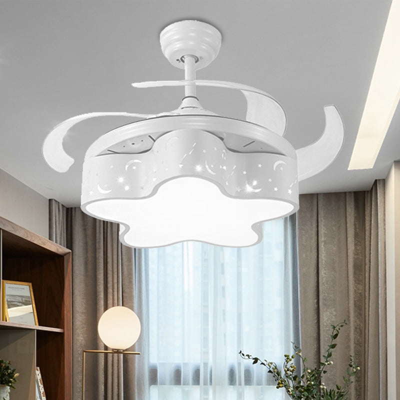 Blue/Pink Star Shaped Ceiling Fan Light Nordic Stylish LED Acrylic Semi Flush Mount Light for Children Room White Clearhalo 'Ceiling Fans with Lights' 'Ceiling Fans' 'Kids Ceiling Fans' 'Kids' Lighting' 220595