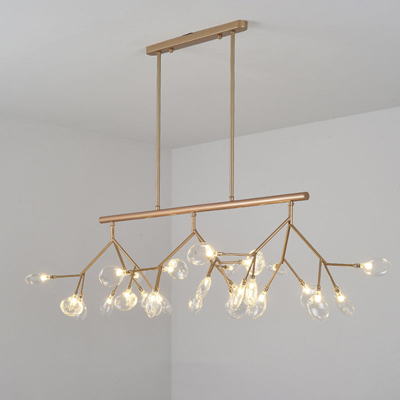Firefly Shade LED Pendant Light Simplistic Clear Glass Dining Room Hanging Island Light Gold Clearhalo 'Ceiling Lights' 'Chandeliers' 'Modern Chandeliers' 'Modern' Lighting' 2205954