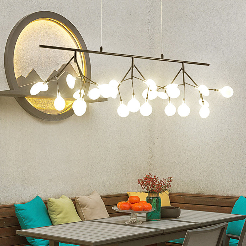 Nordic Style Branched Firefly Island Pendant Light Handblown Glass Dining Room LED Ceiling Light Clearhalo 'Ceiling Lights' 'Chandeliers' 'Modern Chandeliers' 'Modern' Lighting' 2205955