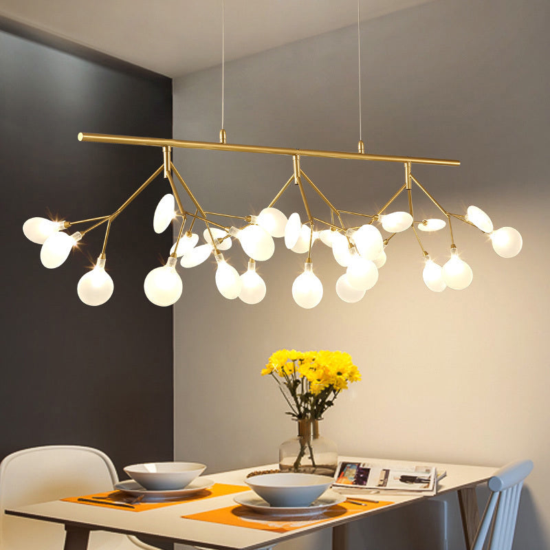 Nordic Style Branched Firefly Island Pendant Light Handblown Glass Dining Room LED Ceiling Light Clearhalo 'Ceiling Lights' 'Chandeliers' 'Modern Chandeliers' 'Modern' Lighting' 2205958