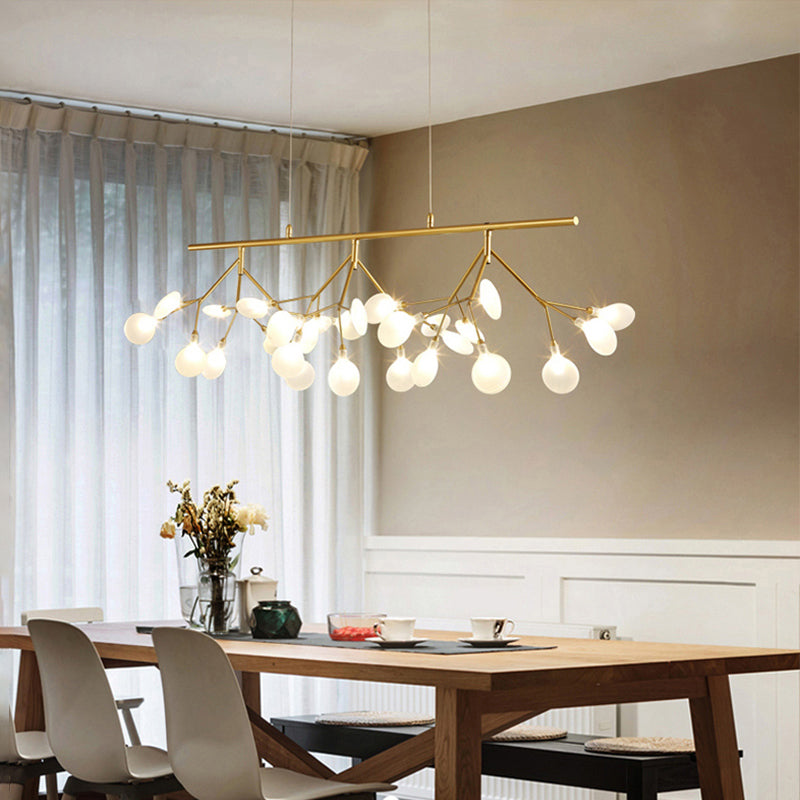 Nordic Style Branched Firefly Island Pendant Light Handblown Glass Dining Room LED Ceiling Light Clearhalo 'Ceiling Lights' 'Chandeliers' 'Modern Chandeliers' 'Modern' Lighting' 2205960