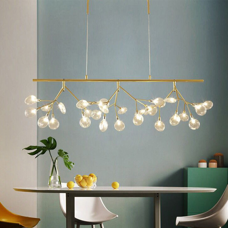 Branched Firefly Island Light Fixture Nordic Style Clear Glass Dining Room LED Ceiling Pendant Light Clearhalo 'Ceiling Lights' 'Island Lights' Lighting' 2205963
