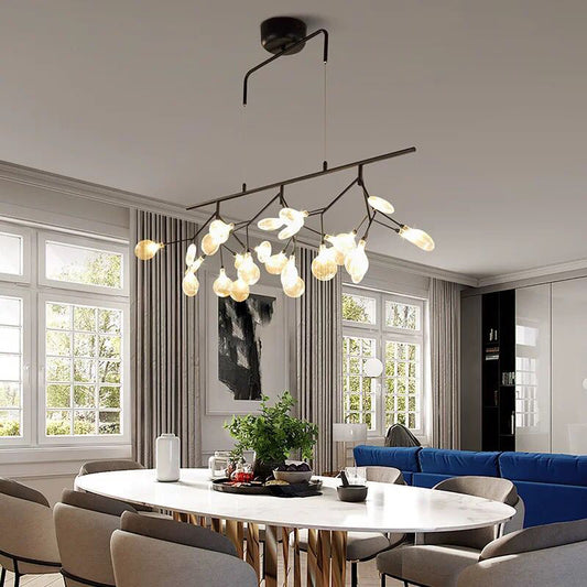 Branched Firefly Island Light Fixture Nordic Style Clear Glass Dining Room LED Ceiling Pendant Light - Black - Clearhalo - 'Ceiling Lights' - 'Island Lights' - Lighting' - 2205964