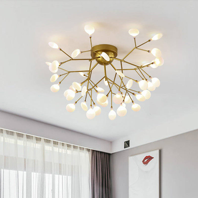 Branch Bedroom Flush Mount Chandelier Metallic Minimalist LED Semi Flush Light Fixture Clearhalo 'Ceiling Lights' 'Close To Ceiling Lights' 'Close to ceiling' 'Semi-flushmount' Lighting' 2205997