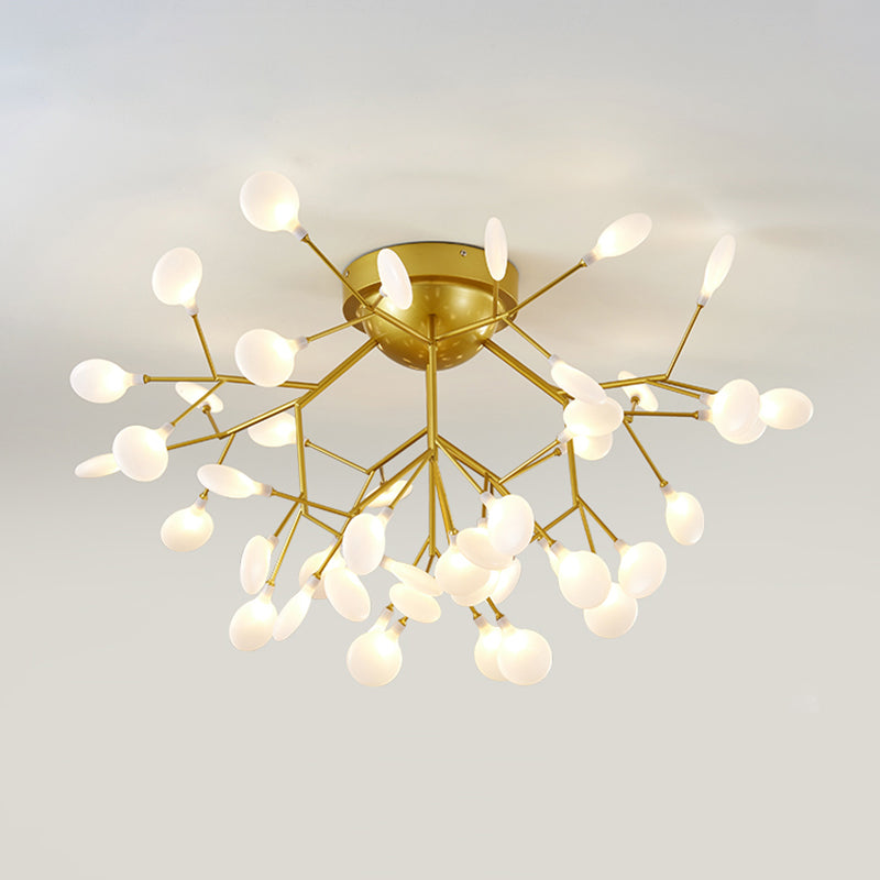 Branch Bedroom Flush Mount Chandelier Metallic Minimalist LED Semi Flush Light Fixture 45 Gold A Clearhalo 'Ceiling Lights' 'Close To Ceiling Lights' 'Close to ceiling' 'Semi-flushmount' Lighting' 2205998