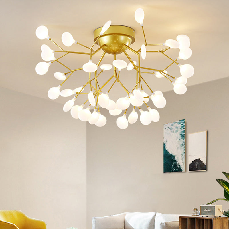 Branch Bedroom Flush Mount Chandelier Metallic Minimalist LED Semi Flush Light Fixture Clearhalo 'Ceiling Lights' 'Close To Ceiling Lights' 'Close to ceiling' 'Semi-flushmount' Lighting' 2205999