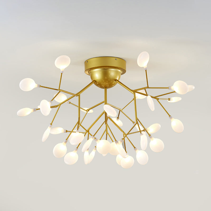 Branch Bedroom Flush Mount Chandelier Metallic Minimalist LED Semi Flush Light Fixture 36 Gold A Clearhalo 'Ceiling Lights' 'Close To Ceiling Lights' 'Close to ceiling' 'Semi-flushmount' Lighting' 2206000