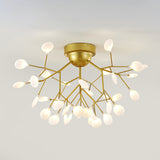 Branch Bedroom Flush Mount Chandelier Metallic Minimalist LED Semi Flush Light Fixture 36 Gold A Clearhalo 'Ceiling Lights' 'Close To Ceiling Lights' 'Close to ceiling' 'Semi-flushmount' Lighting' 2206000