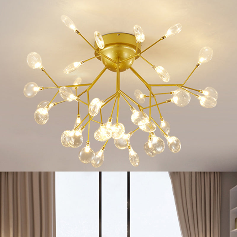 Branch Bedroom Flush Mount Chandelier Metallic Minimalist LED Semi Flush Light Fixture Clearhalo 'Ceiling Lights' 'Close To Ceiling Lights' 'Close to ceiling' 'Semi-flushmount' Lighting' 2206001