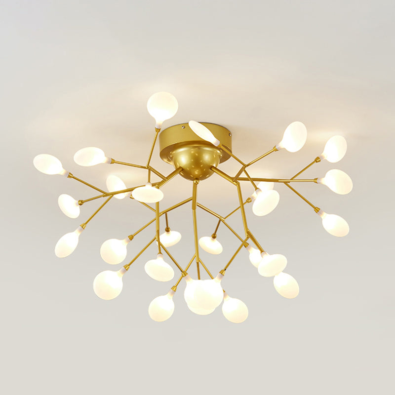 Branch Bedroom Flush Mount Chandelier Metallic Minimalist LED Semi Flush Light Fixture 27 Gold A Clearhalo 'Ceiling Lights' 'Close To Ceiling Lights' 'Close to ceiling' 'Semi-flushmount' Lighting' 2206002