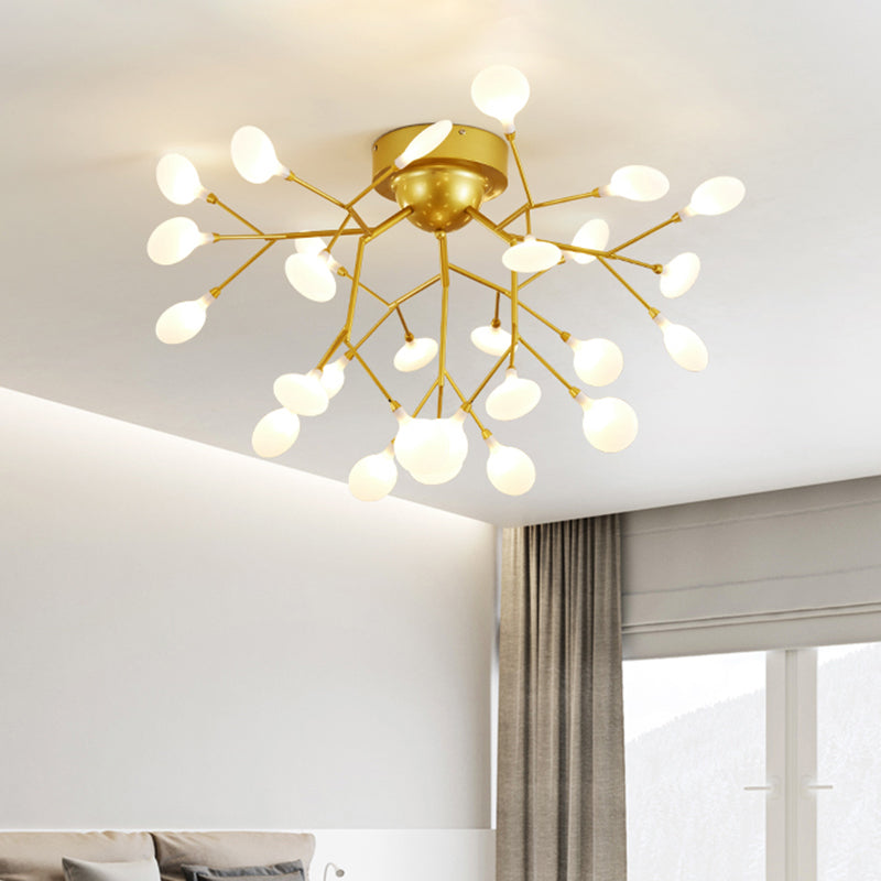 Branch Bedroom Flush Mount Chandelier Metallic Minimalist LED Semi Flush Light Fixture Clearhalo 'Ceiling Lights' 'Close To Ceiling Lights' 'Close to ceiling' 'Semi-flushmount' Lighting' 2206003