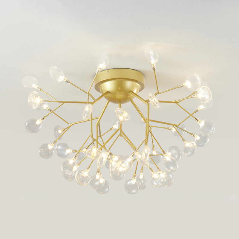 Branch Bedroom Flush Mount Chandelier Metallic Minimalist LED Semi Flush Light Fixture 45 Gold B Clearhalo 'Ceiling Lights' 'Close To Ceiling Lights' 'Close to ceiling' 'Semi-flushmount' Lighting' 2206005