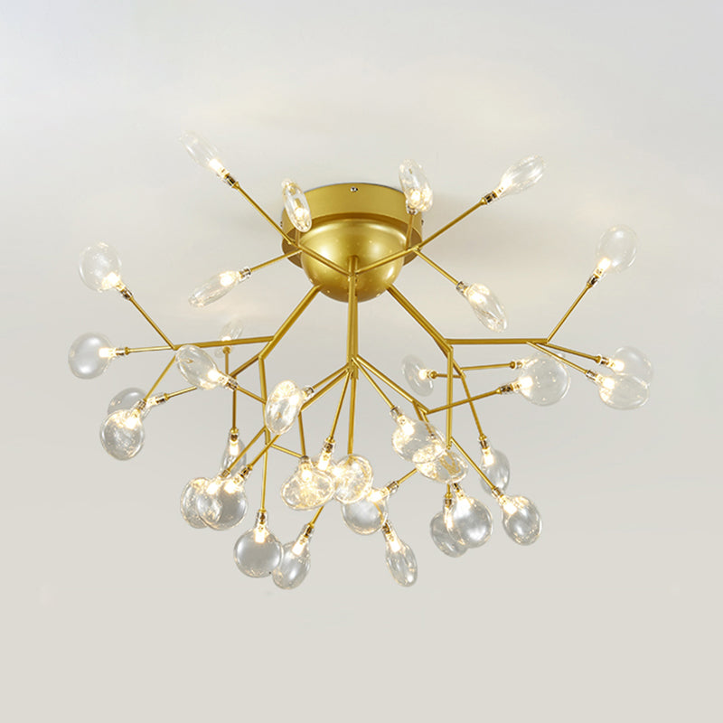 Branch Bedroom Flush Mount Chandelier Metallic Minimalist LED Semi Flush Light Fixture 36 Gold B Clearhalo 'Ceiling Lights' 'Close To Ceiling Lights' 'Close to ceiling' 'Semi-flushmount' Lighting' 2206007