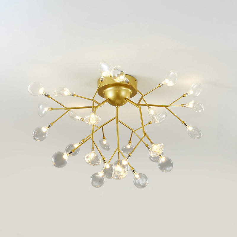 Branch Bedroom Flush Mount Chandelier Metallic Minimalist LED Semi Flush Light Fixture 27 Gold B Clearhalo 'Ceiling Lights' 'Close To Ceiling Lights' 'Close to ceiling' 'Semi-flushmount' Lighting' 2206008