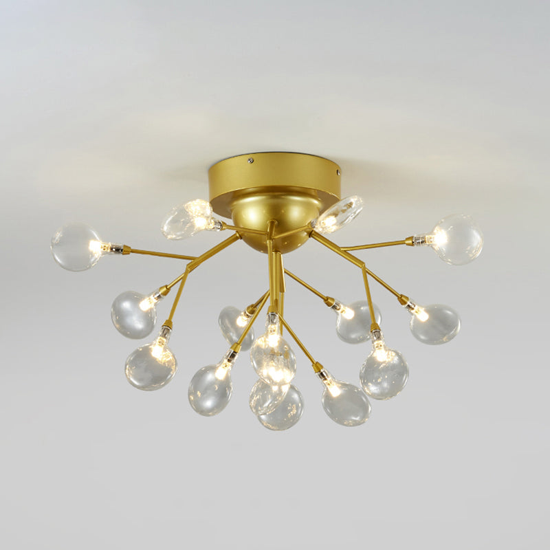 Branch Bedroom Flush Mount Chandelier Metallic Minimalist LED Semi Flush Light Fixture 15 Gold B Clearhalo 'Ceiling Lights' 'Close To Ceiling Lights' 'Close to ceiling' 'Semi-flushmount' Lighting' 2206009