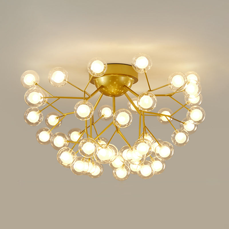 Branch Bedroom Flush Mount Chandelier Metallic Minimalist LED Semi Flush Light Fixture 45 Gold C Clearhalo 'Ceiling Lights' 'Close To Ceiling Lights' 'Close to ceiling' 'Semi-flushmount' Lighting' 2206010