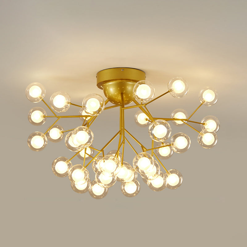 Branch Bedroom Flush Mount Chandelier Metallic Minimalist LED Semi Flush Light Fixture 36 Gold C Clearhalo 'Ceiling Lights' 'Close To Ceiling Lights' 'Close to ceiling' 'Semi-flushmount' Lighting' 2206011