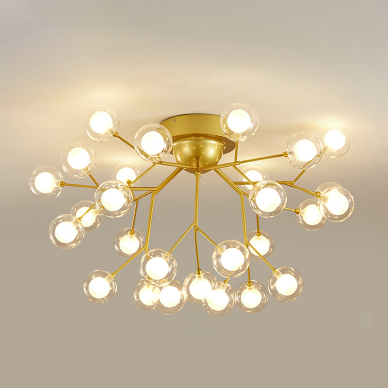 Branch Bedroom Flush Mount Chandelier Metallic Minimalist LED Semi Flush Light Fixture 27 Gold C Clearhalo 'Ceiling Lights' 'Close To Ceiling Lights' 'Close to ceiling' 'Semi-flushmount' Lighting' 2206012