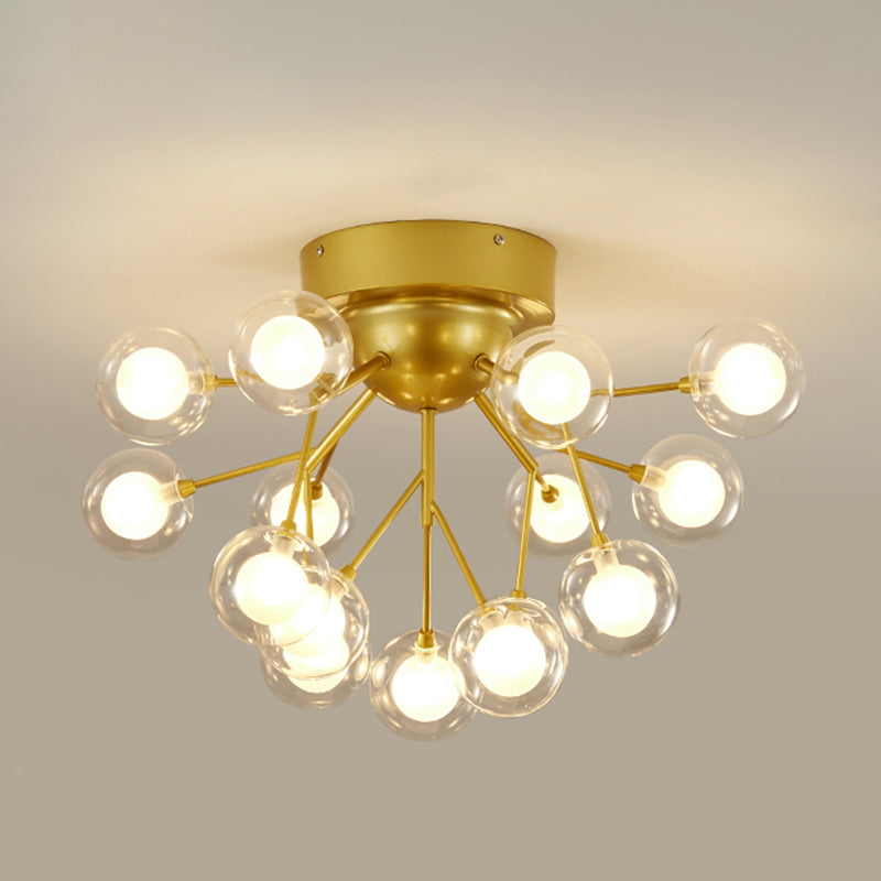 Branch Bedroom Flush Mount Chandelier Metallic Minimalist LED Semi Flush Light Fixture 15 Gold C Clearhalo 'Ceiling Lights' 'Close To Ceiling Lights' 'Close to ceiling' 'Semi-flushmount' Lighting' 2206013